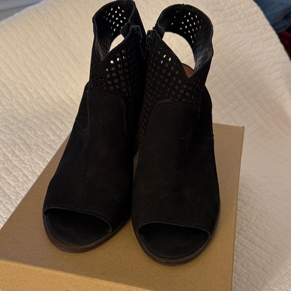 Lucky Brand Black Peep-Toe Ankle Booties